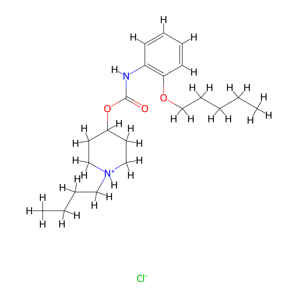 Carbanilic acid, o-(pentyloxy)-, 1-butyl-4-piperidyl ester, hydrochloride molecular structure, CAS 105384-11-0