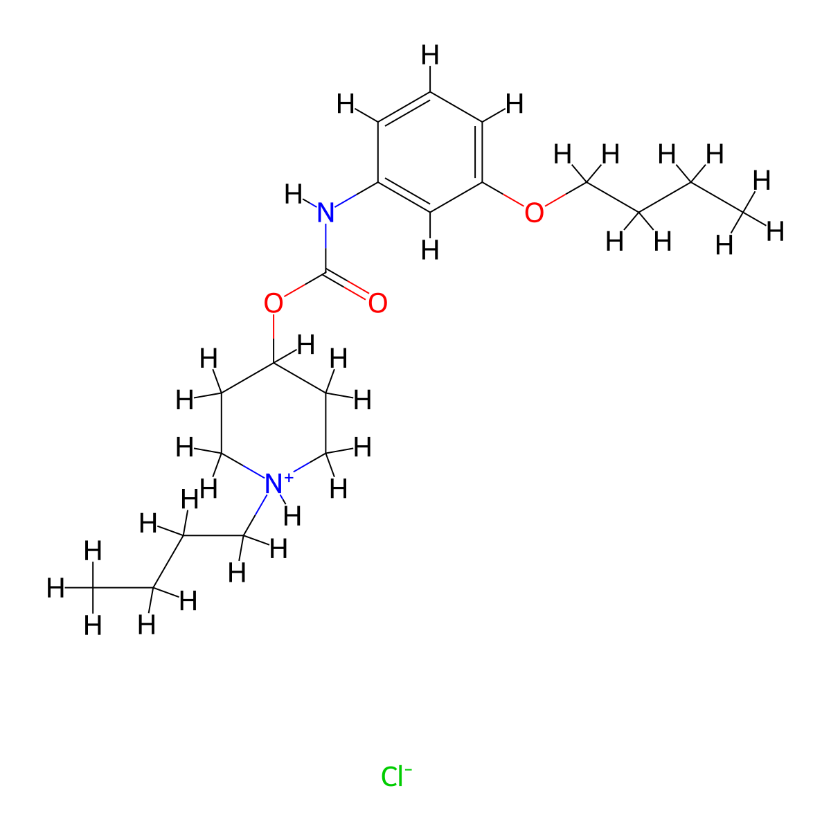 Carbanilic acid, m-butoxy-, 1-butyl-4-piperidyl ester, hydrochloride molecular structure, CAS 105384-14-3