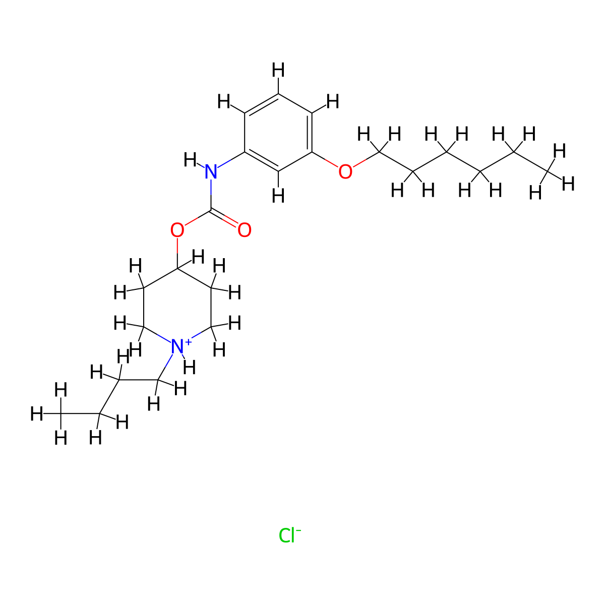 Carbanilic acid, m-(hexyloxy)-, 1-butyl-4-piperidyl ester, hydrochloride molecular structure, CAS 105384-15-4