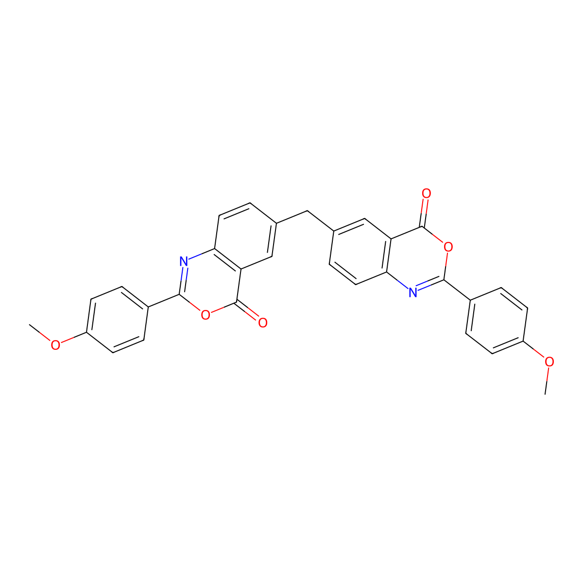 2-(4-Methoxyphenyl)-6-[[2-(4-methoxyphenyl)-4-oxo-3,1-benzoxazin-6-yl]methyl]-3,1-benzoxazin-4-one molecular structure, CAS 105384-67-6