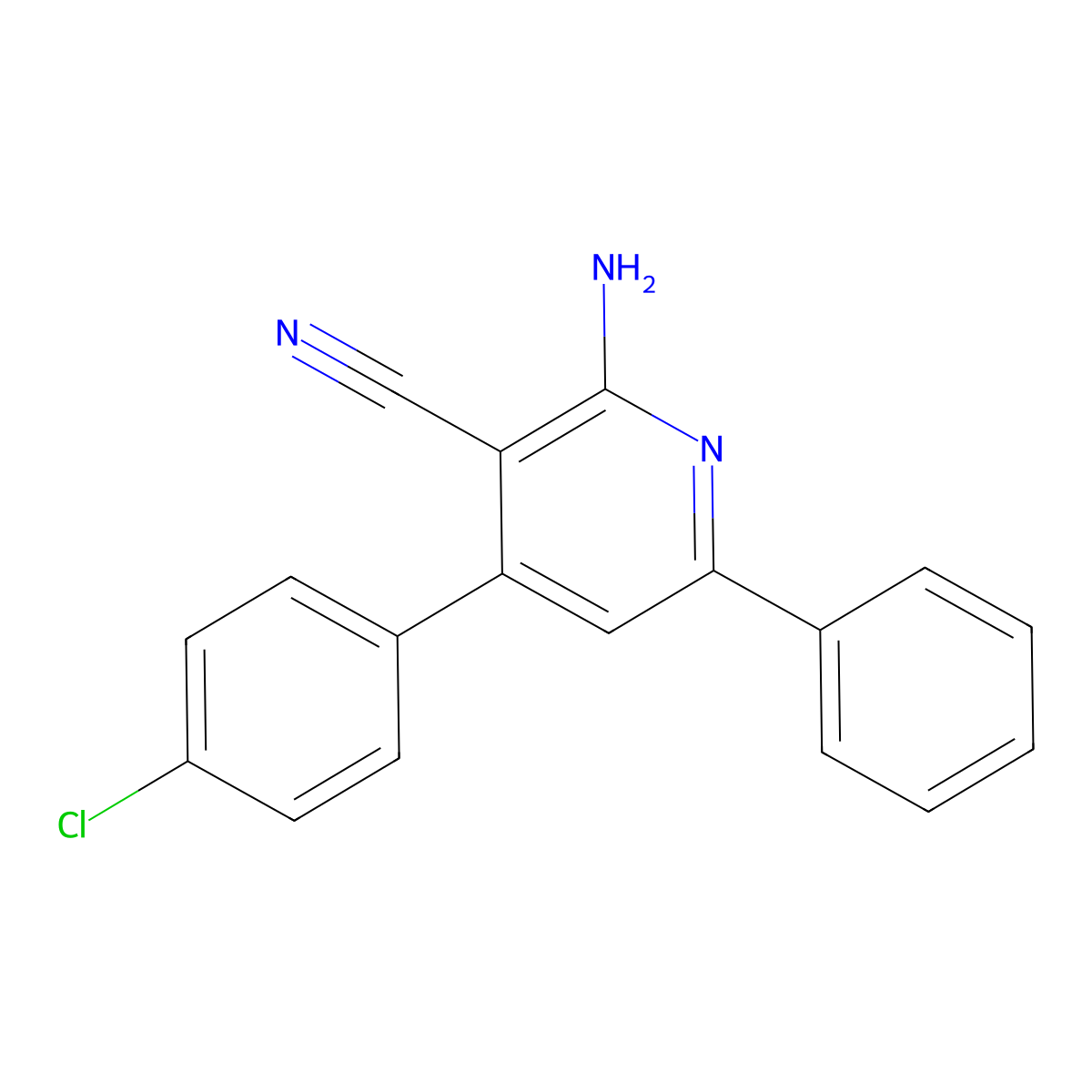 2-Amino-4-(4-chlorophenyl)-6-phenylnicotinonitrile molecular structure, CAS 105387-95-9