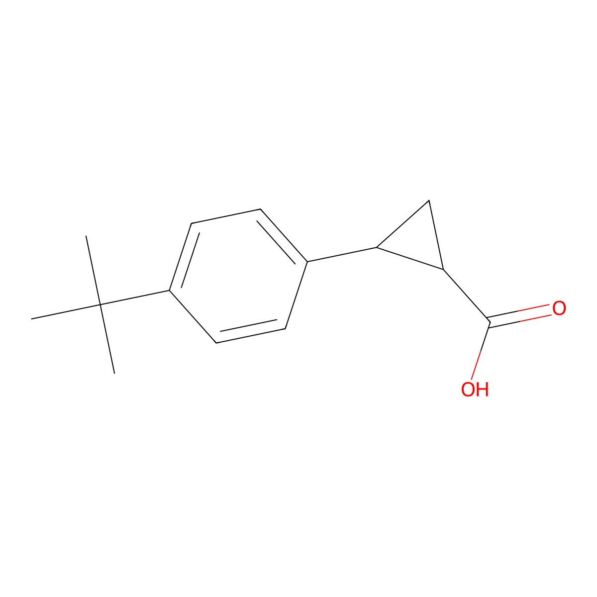 Cyclopropanecarboxylic acid, 2-[4-(1,1-dimethylethyl)phenyl]-, trans- molecular structure, CAS 105393-30-4