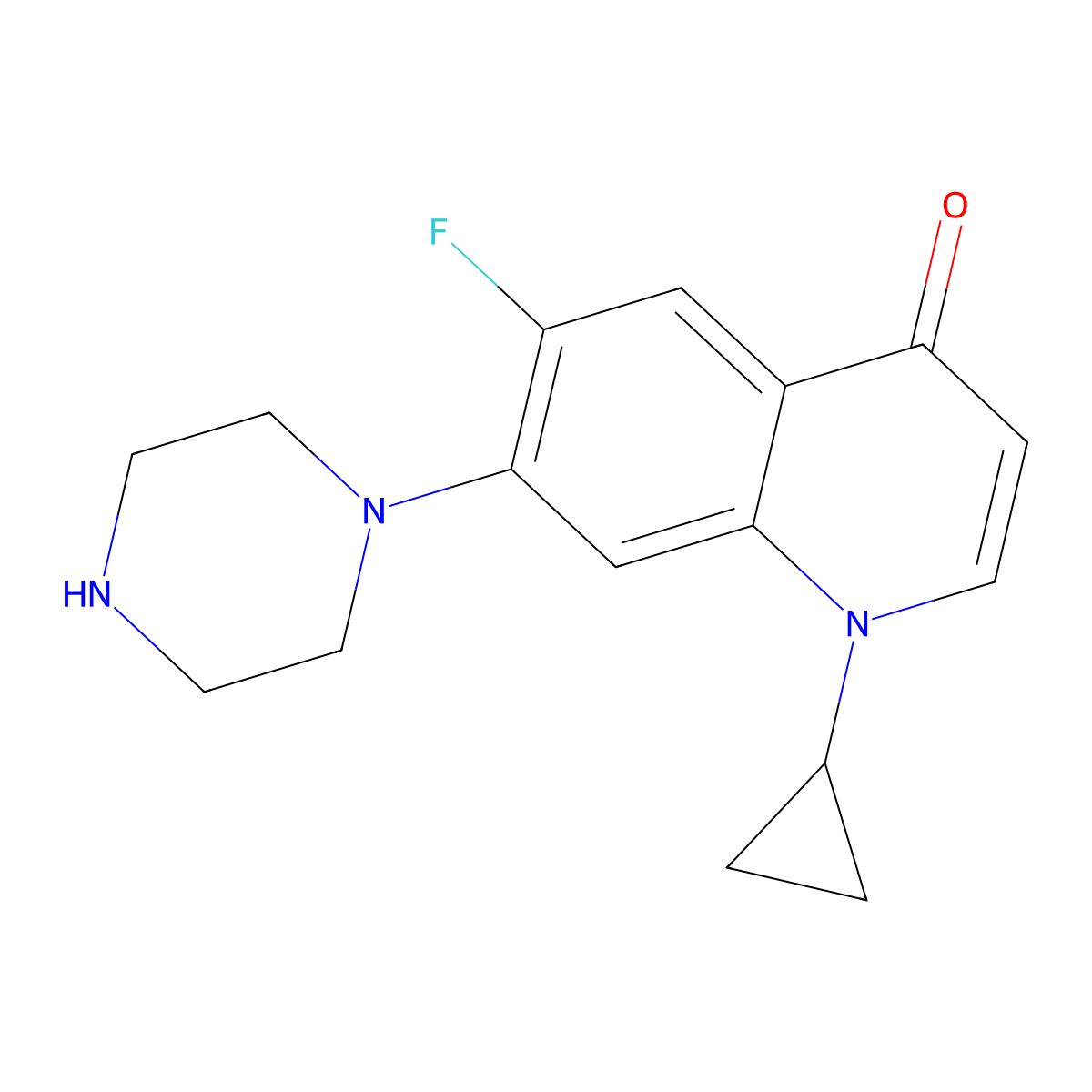 Decarboxyciprofloxacin molecular structure, CAS 105394-83-0