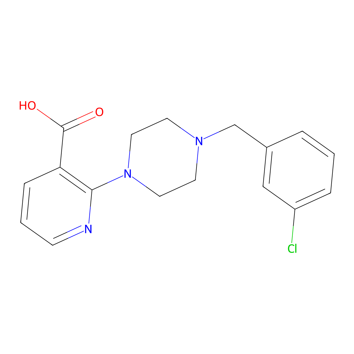 2-{4-[(3-Chlorophenyl)methyl]piperazin-1-yl}pyridine-3-carboxylic acid molecular structure, CAS 1053960-15-8