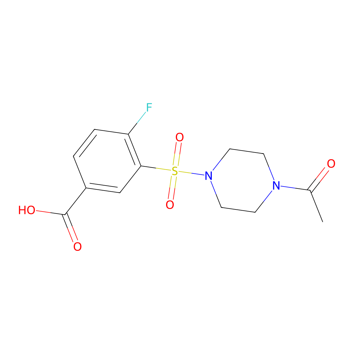 3-[(4-Acetylpiperazin-1-yl)sulfonyl]-4-fluorobenzoic acid molecular structure, CAS 1053994-99-2