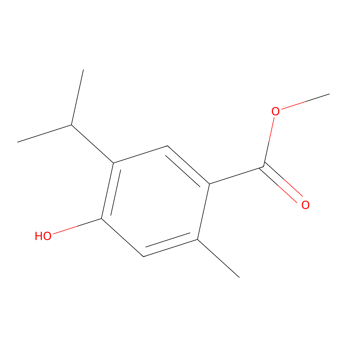 Methyl 4-hydroxy-2-methyl-5-(1-methylethyl)benzoate molecular structure, CAS 105401-50-1