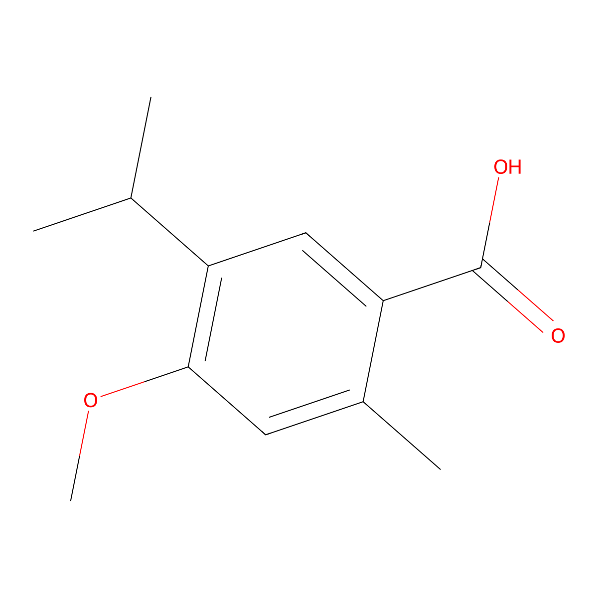 4-Methoxy-2-methyl-5-(1-methylethyl)benzoic acid molecular structure, CAS 105401-55-6