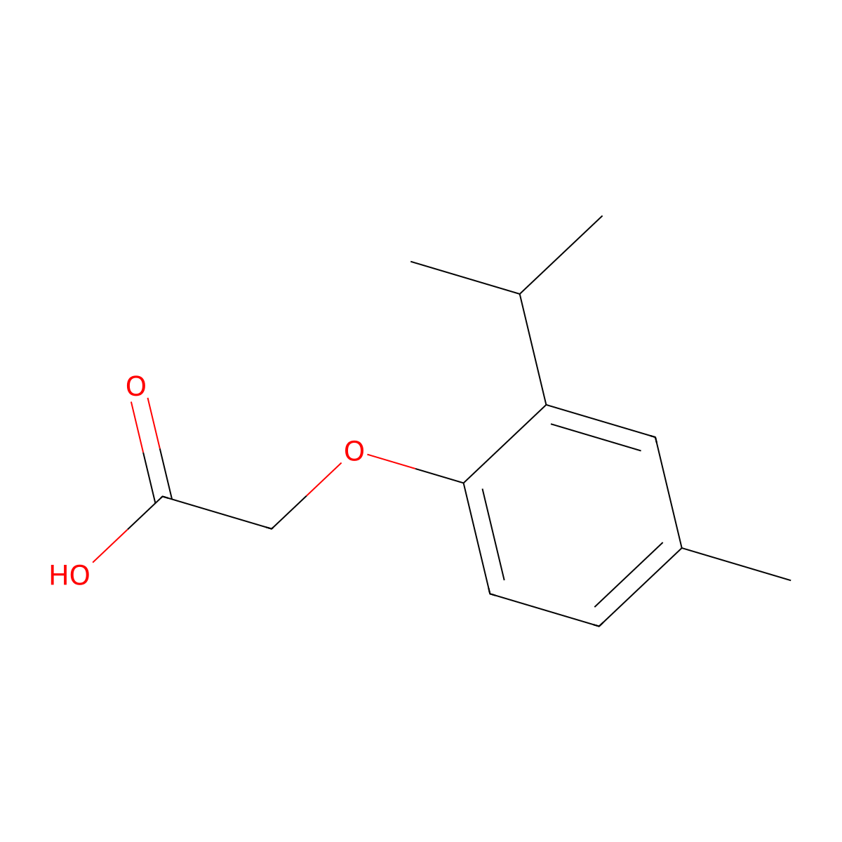Acetic acid, [4-methyl-2-(1-methylethyl)phenoxy]- molecular structure, CAS 105401-90-9