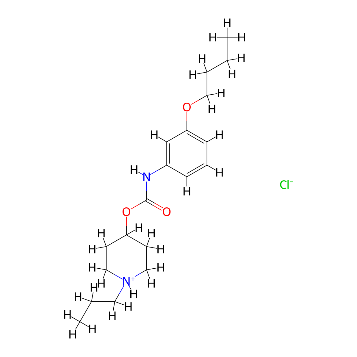 1-Propylpiperidin-4-yl hydrogen (3-butoxyphenyl)carbonimidate--hydrogen chloride (1/1) molecular structure, CAS 105405-72-9