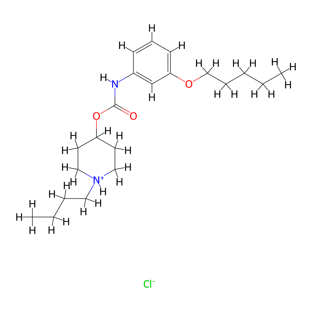 Carbanilic acid, m-(pentyloxy)-, 1-butyl-4-piperidyl ester, hydrochloride molecular structure, CAS 105405-74-1