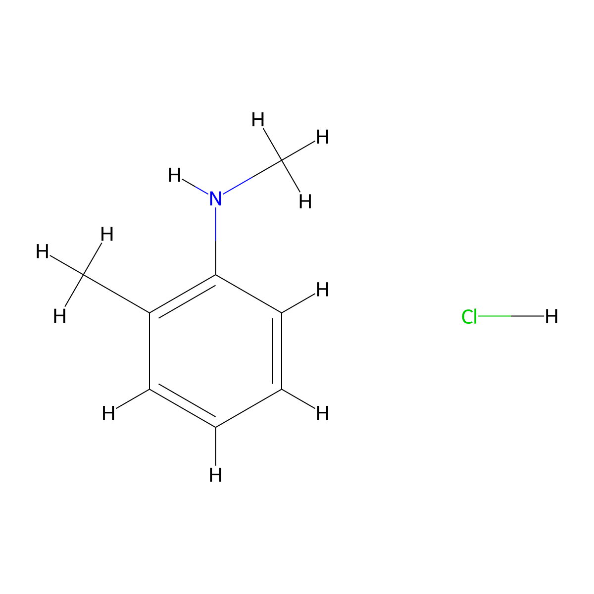Benzenamine, N,2-dimethyl-, hydrochloride (1:1) molecular structure, CAS 10541-29-4