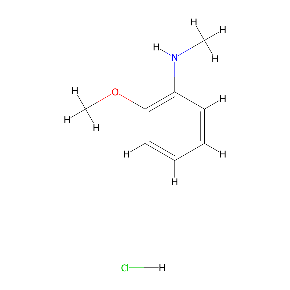 2-methoxy-N-methylaniline hydrochloride molecular structure, CAS 10541-34-1
