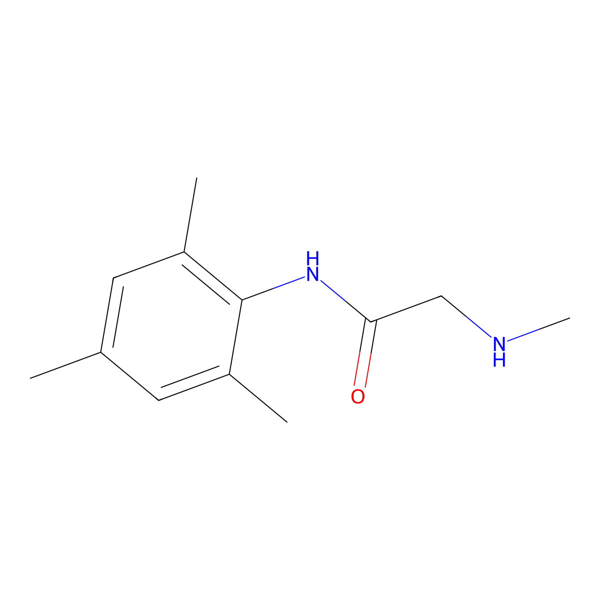 2-(methylamino)-N-(2,4,6-trimethylphenyl)acetamide molecular structure, CAS 105410-00-2