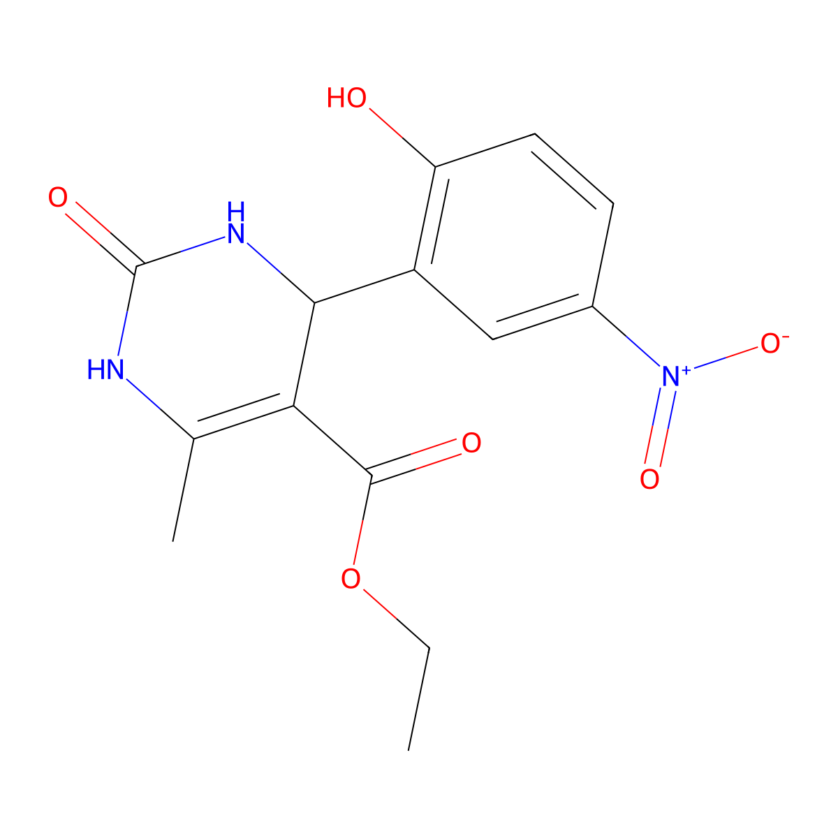 Ethyl 4-(2-hydroxy-5-nitrophenyl)-6-methyl-2-oxo-1,2,3,4-tetrahydro-5-pyrimidinecarboxylate molecular structure, CAS 105410-38-6