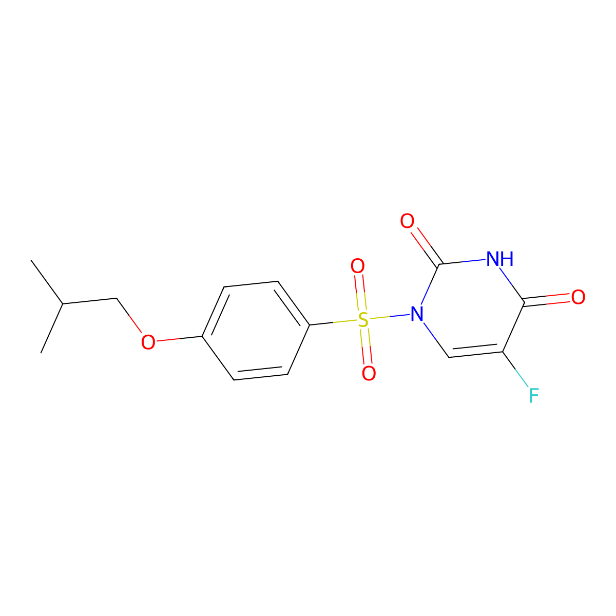 Uracil, 5-fluoro-N-((p-(2-methylpropoxy)phenyl)sulfonyl)- molecular structure, CAS 105411-90-3