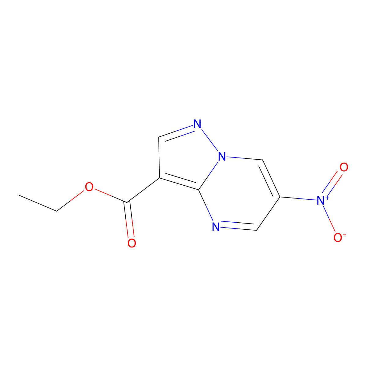Ethyl 6-nitropyrazolo[1,5-a]pyrimidine-3-carboxylate molecular structure, CAS 105411-95-8