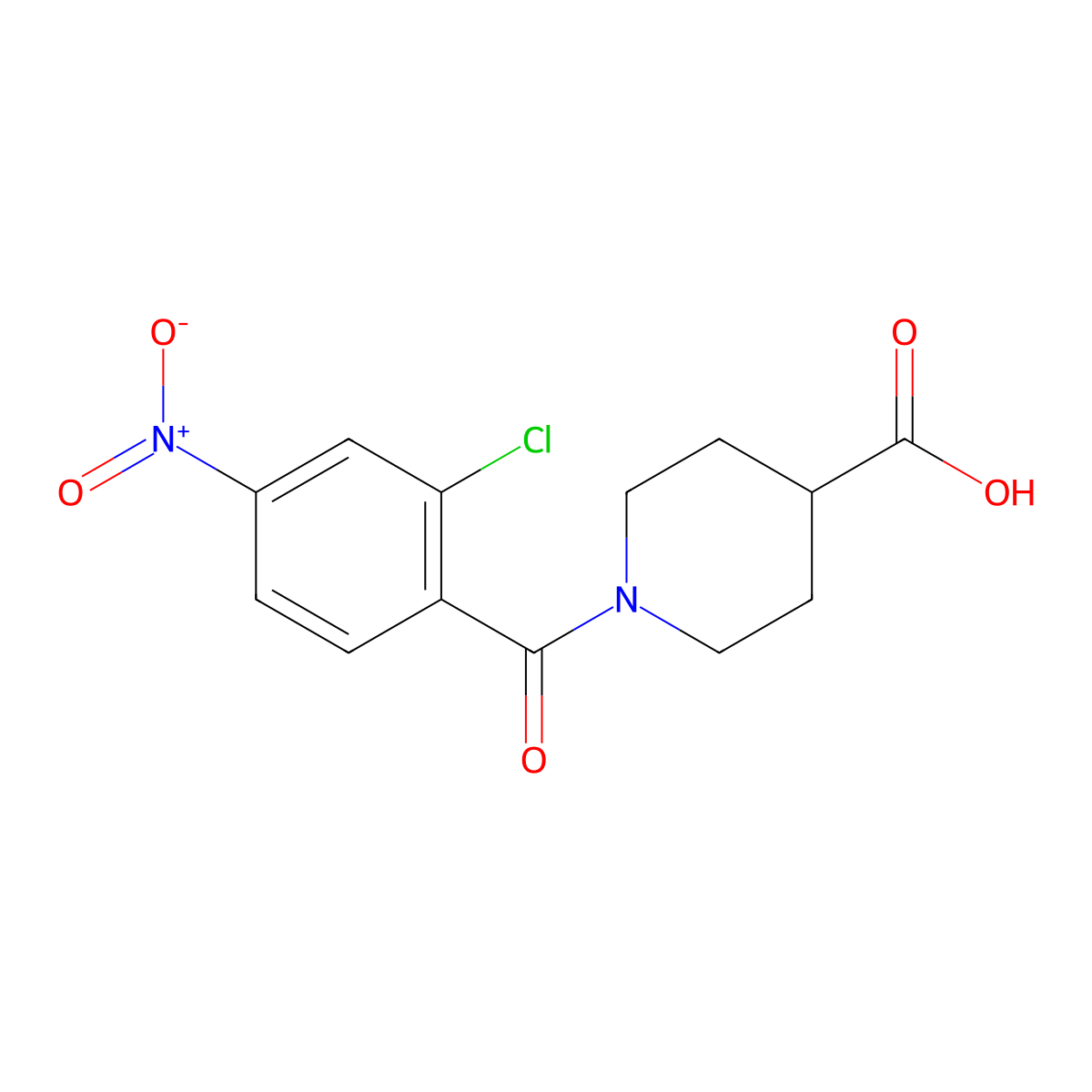 1-(2-Chloro-4-nitrobenzoyl)piperidine-4-carboxylic acid molecular structure, CAS 1054138-74-7