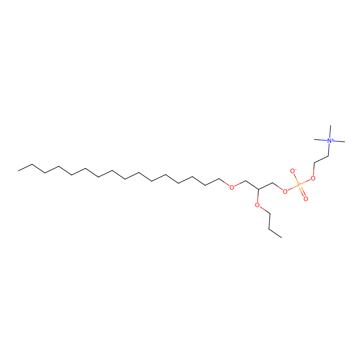 1-O-Hexadecyl-2-O-propyl-rac-glycero-3-phosphocholine molecular structure, CAS 105426-32-2