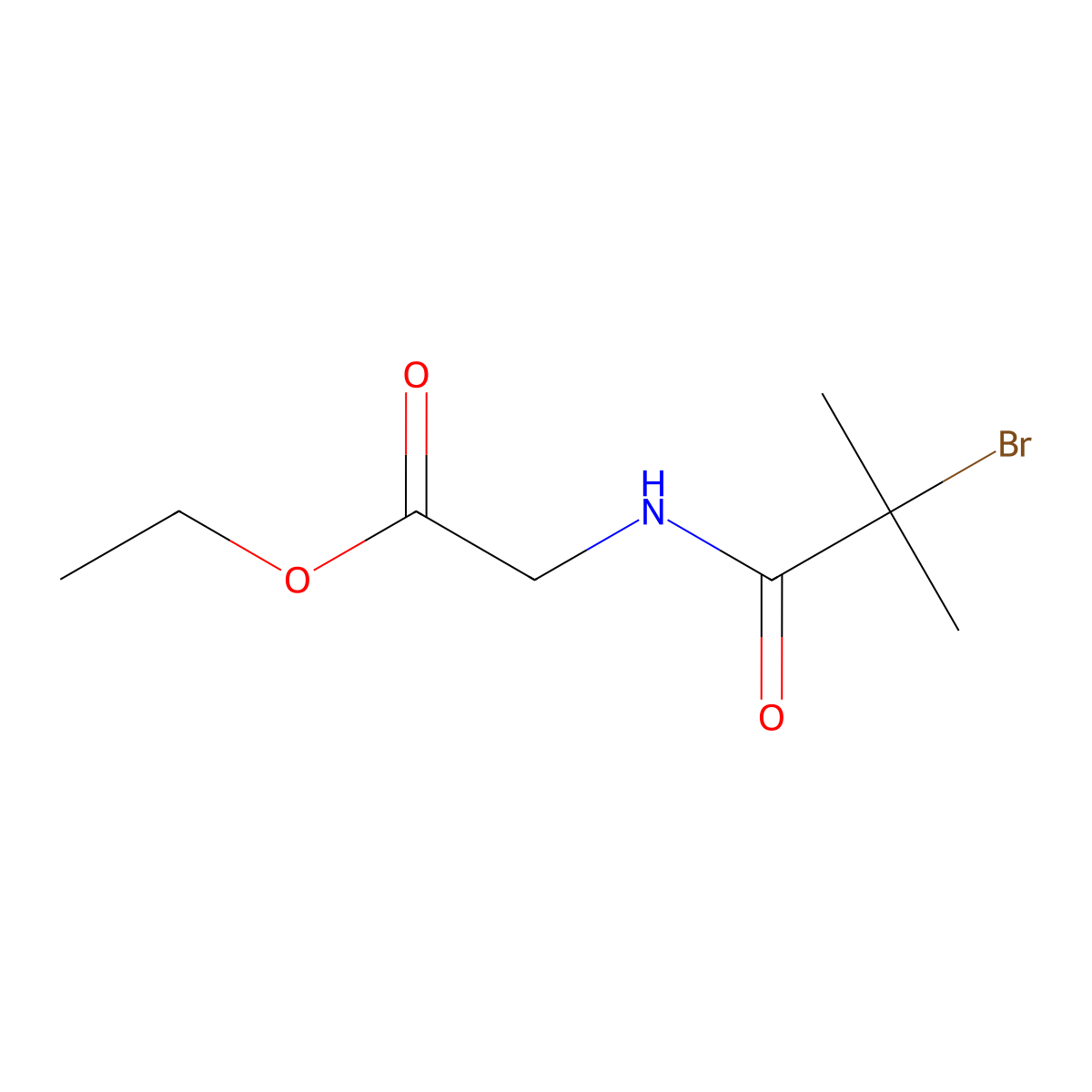 N-(2-Bromo-2-methyl-1-oxopropyl)glycine, ethyl ester molecular structure, CAS 105427-04-1