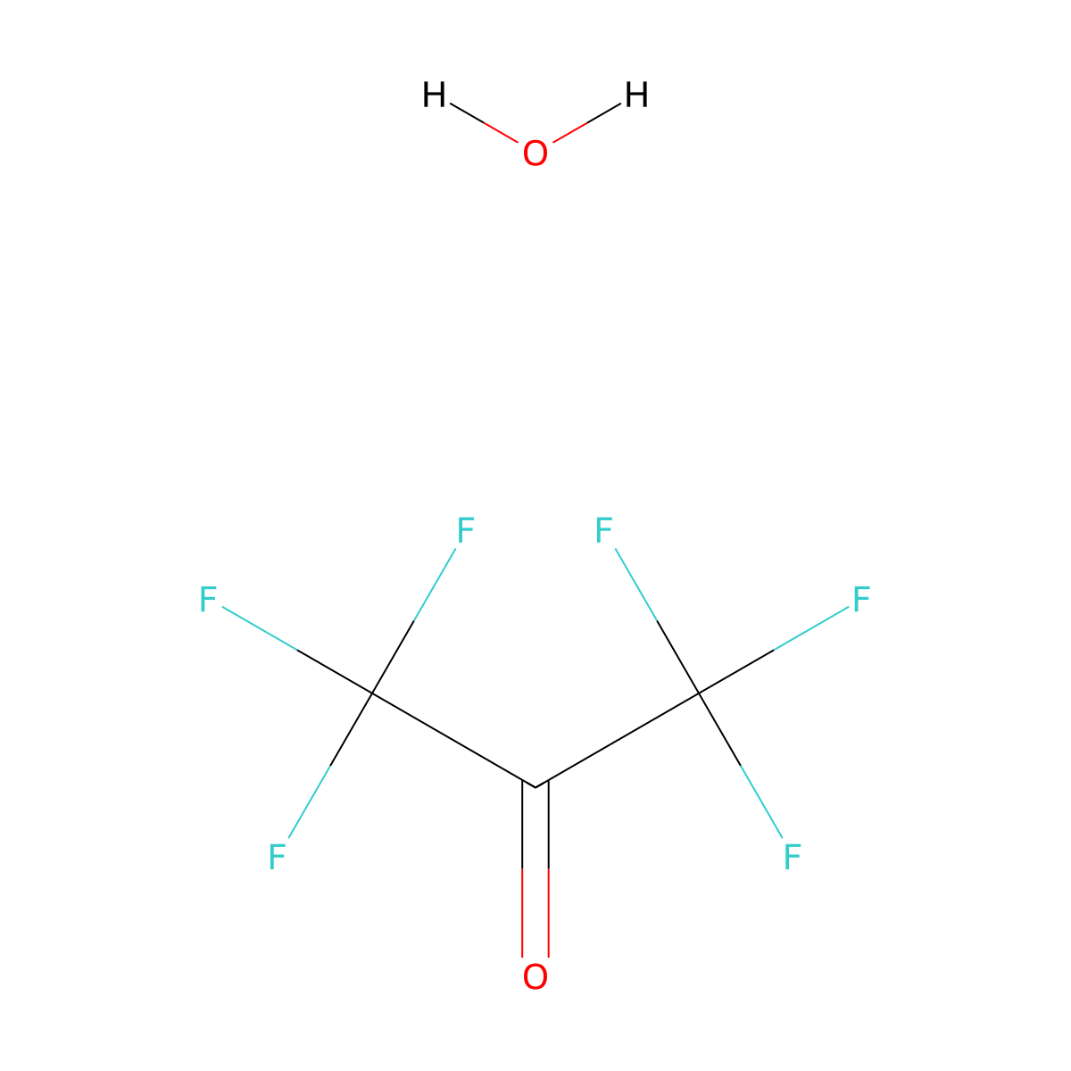 Hexafluoroacetone monohydrate molecular structure, CAS 10543-95-0
