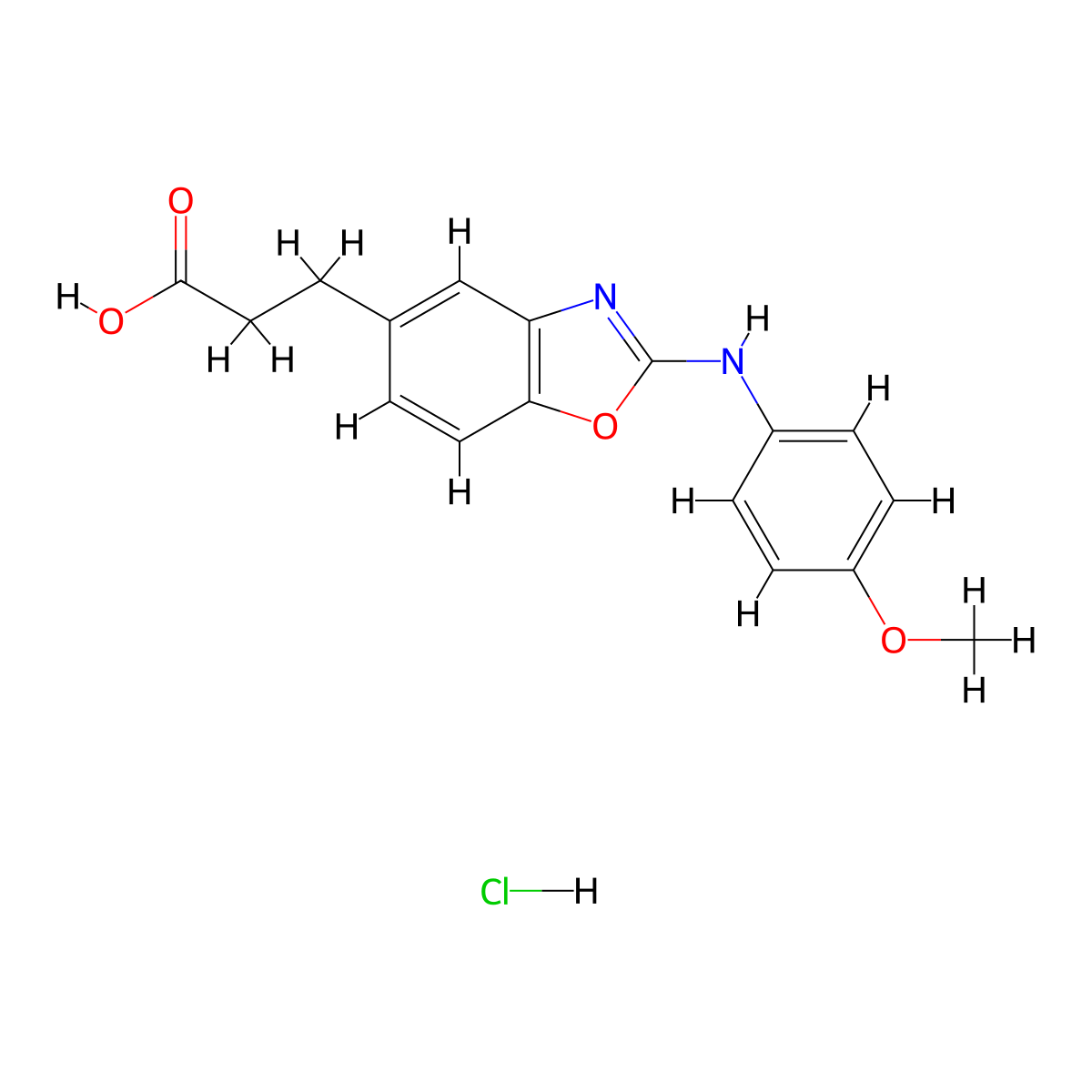 3-(2-(4-Methoxyphenylamino)benzo[d]ozazol-5-yl)propanoic acid HCl molecular structure, CAS 1054311-42-0