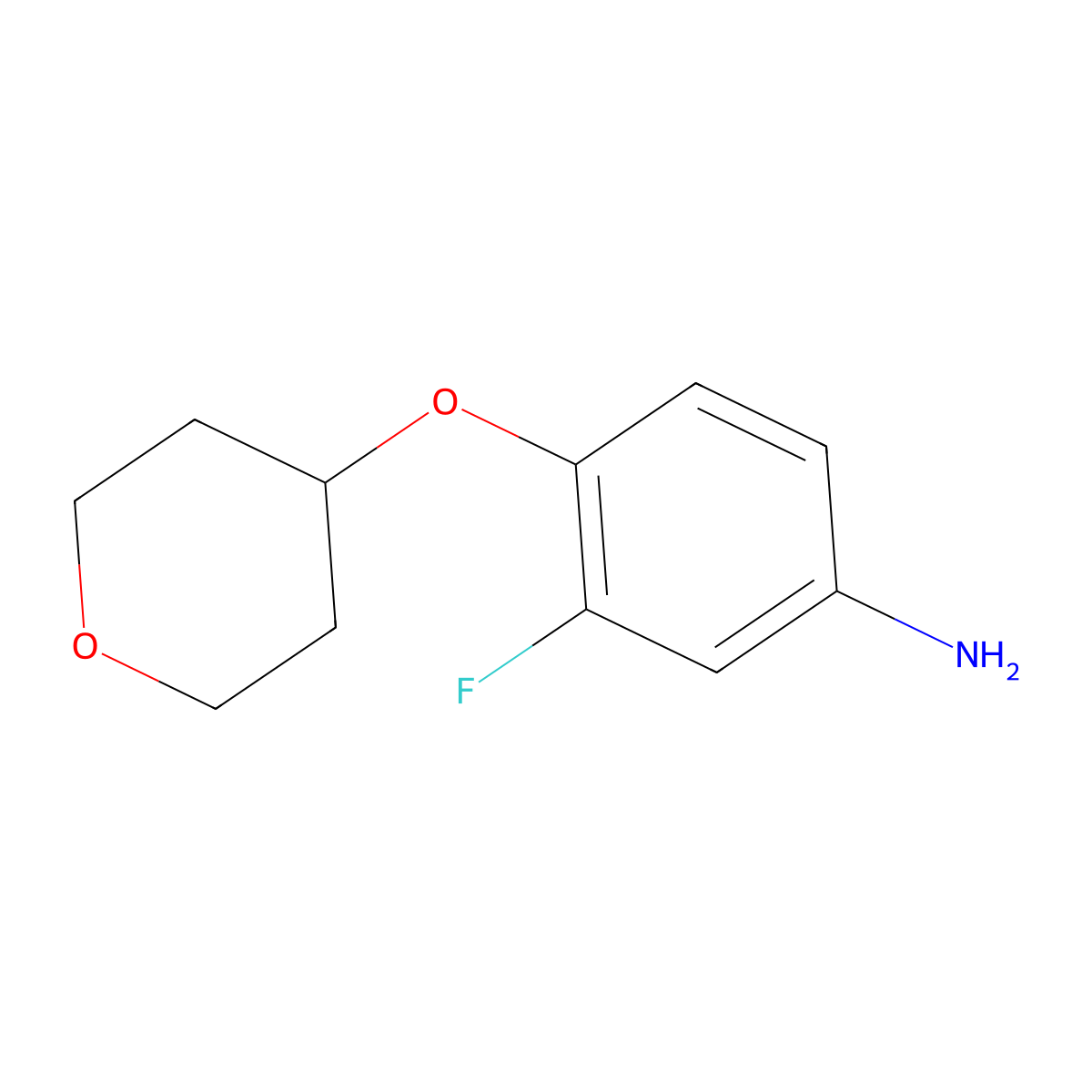 3-Fluoro-4-(tetrahydro-2H-pyran-4-yloxy)aniline molecular structure, CAS 1054316-88-9