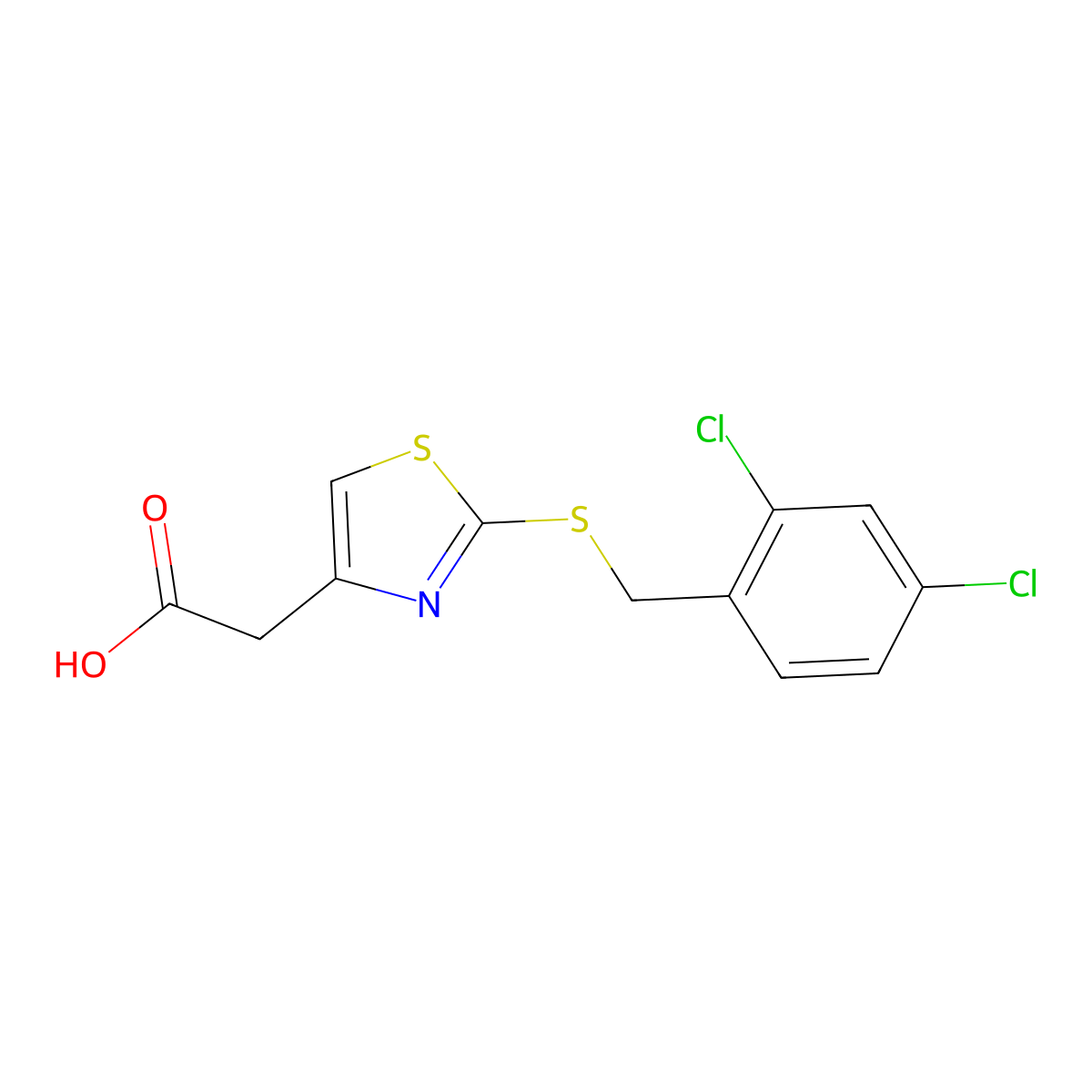 2-(2-((2,4-Dichlorobenzyl)thio)thiazol-4-yl)acetic acid molecular structure, CAS 1054366-72-1