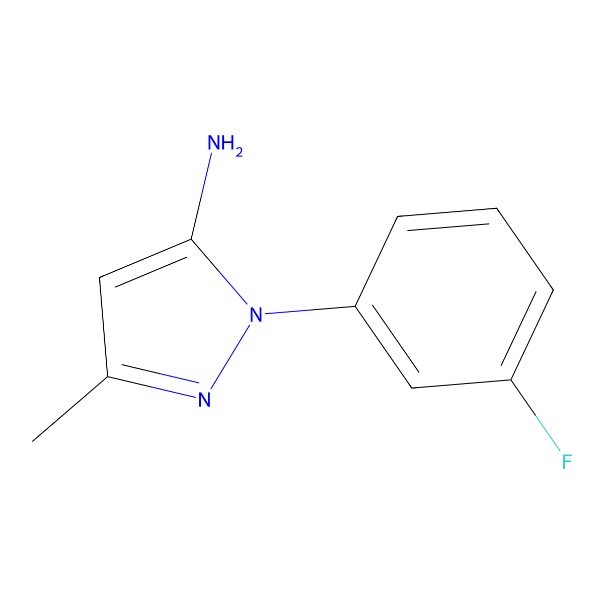 1-(3-fluorophenyl)-3-methyl-1H-pyrazol-5-amine molecular structure, CAS 105438-45-7