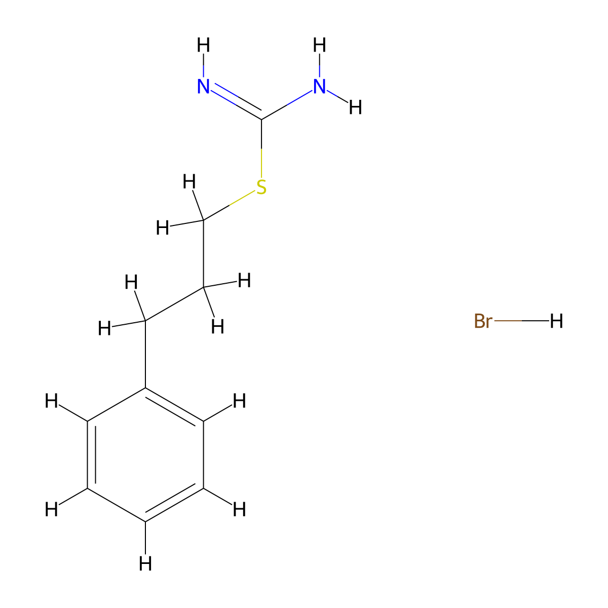[(3-Phenylpropyl)sulfanyl]methanimidamide hydrobromide molecular structure, CAS 105444-69-7