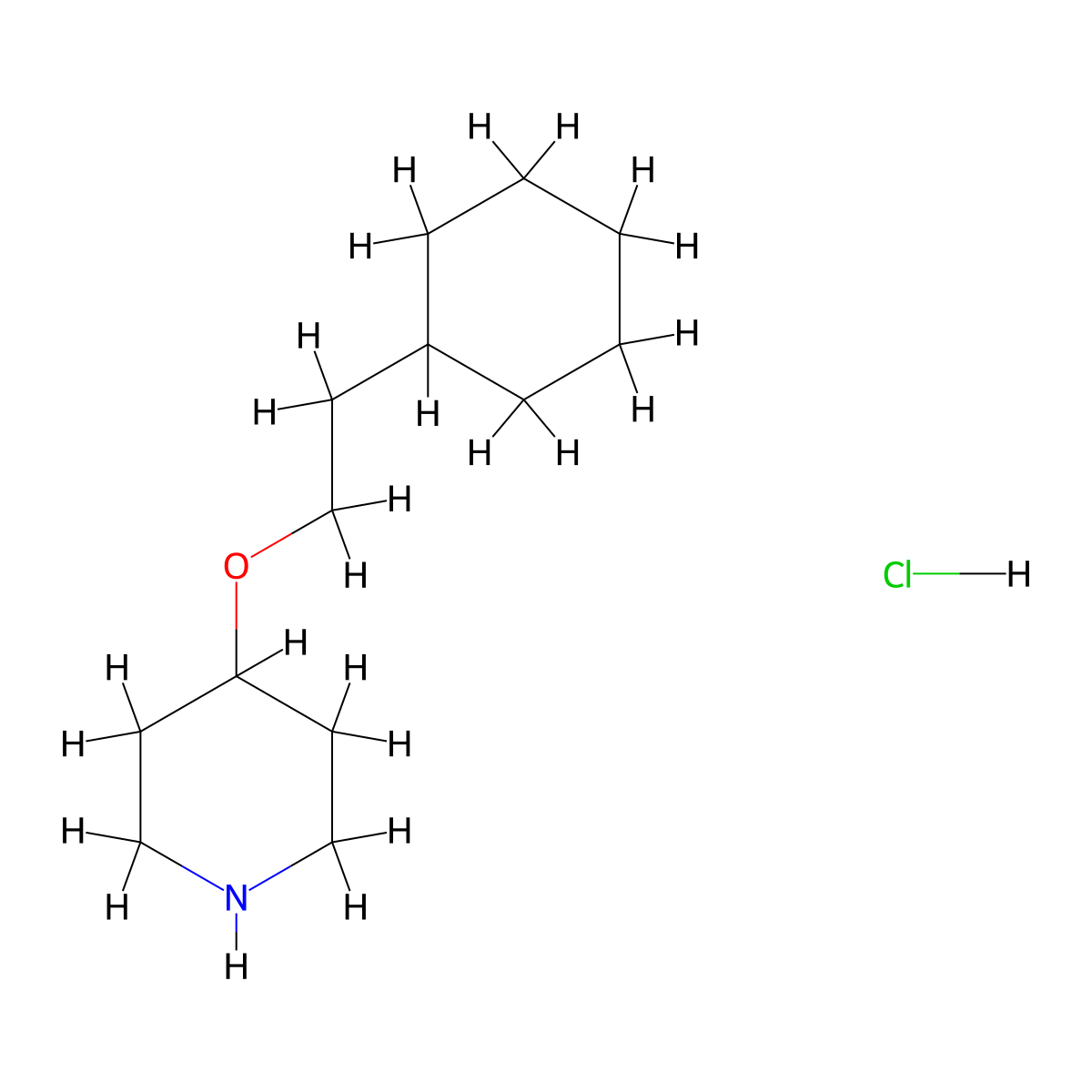4-(2-Cyclohexylethoxy)piperidine hydrochloride molecular structure, CAS 1054481-38-7