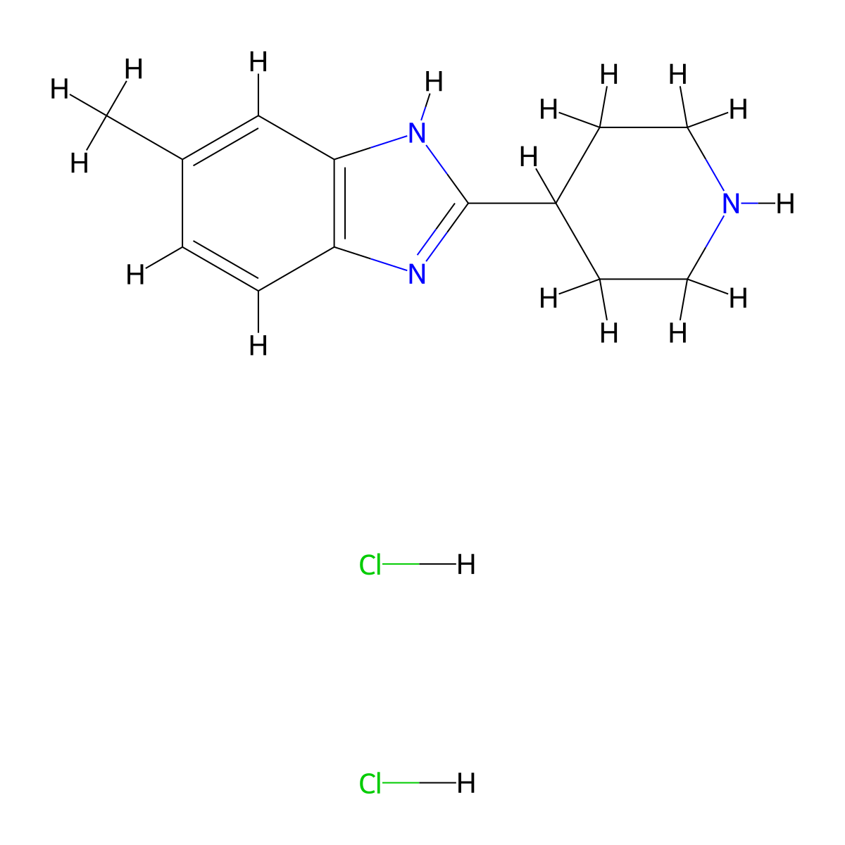 5-Methyl-2-piperidin-4-yl-1H-benzoimidazole dihydrochloride molecular structure, CAS 1054552-13-4