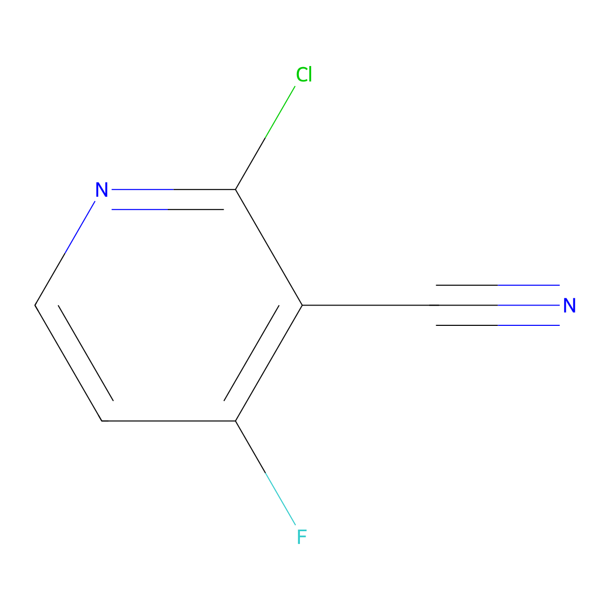 2-Chloro-4-fluoronicotinonitrile molecular structure, CAS 1054552-27-0