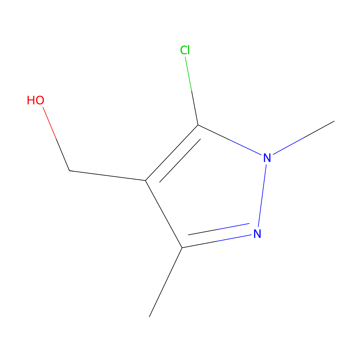 (5-chloro-1,3-dimethyl-1H-pyrazol-4-yl)methanol molecular structure, CAS 105466-41-9
