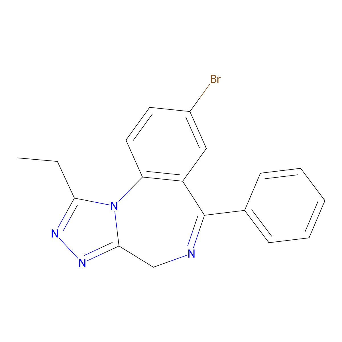 8-bromo-1-ethyl-6-phenyl-4H-[1,2,4]triazolo[4,3-a][1,4]benzodiazepine molecular structure, CAS 105470-75-5