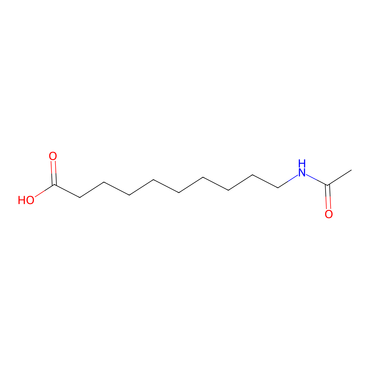 10-Acetamidodecanoic acid molecular structure, CAS 105474-03-1