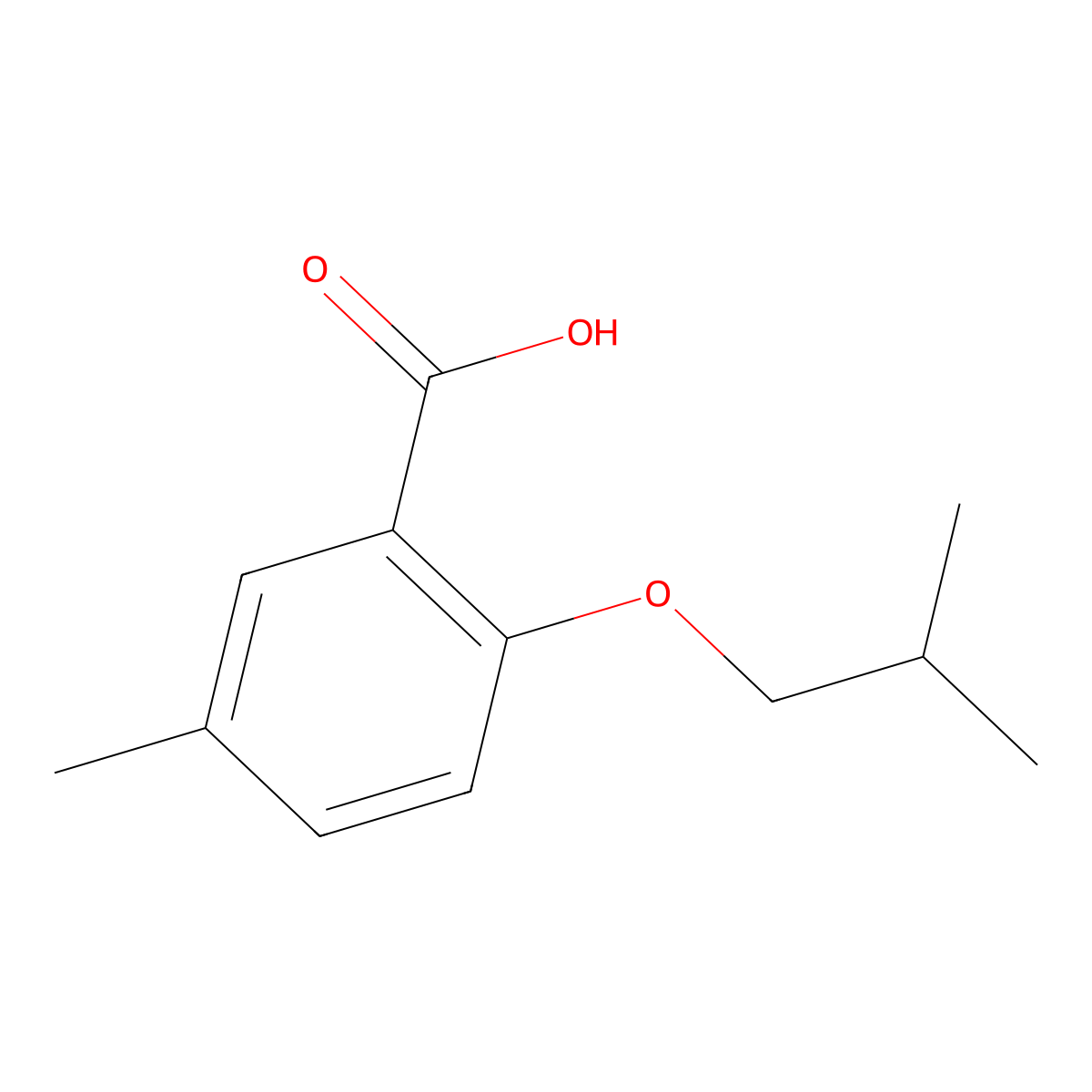 2-Isobutoxy-5-methylbenzoic acid molecular structure, CAS 105475-93-2
