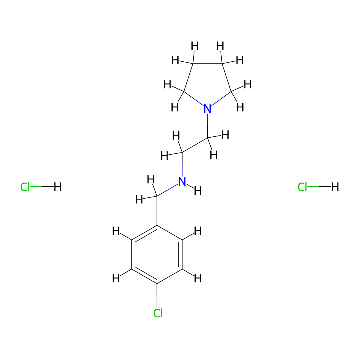 [(4-Chlorophenyl)methyl][2-(pyrrolidin-1-yl)ethyl]amine dihydrochloride molecular structure, CAS 105479-11-6