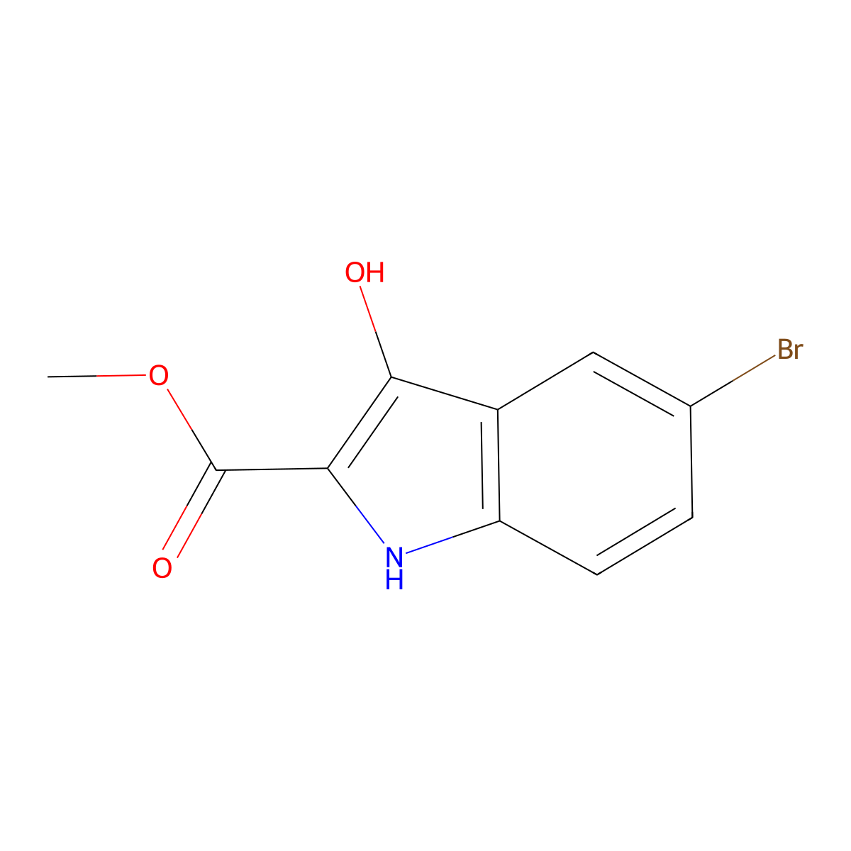 Methyl 5-bromo-3-hydroxy-1H-indole-2-carboxylate molecular structure, CAS 105488-46-8
