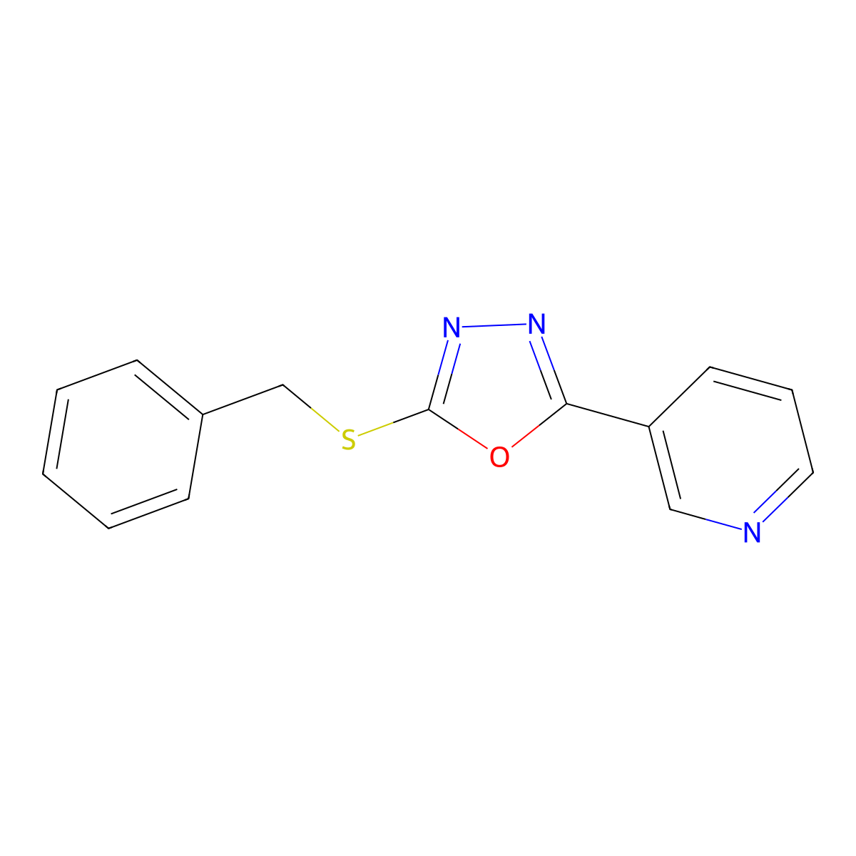 3-(5-Benzylsulfanyl-[1,3,4]oxadiazol-2-yl)-pyridine molecular structure, CAS 105491-51-8