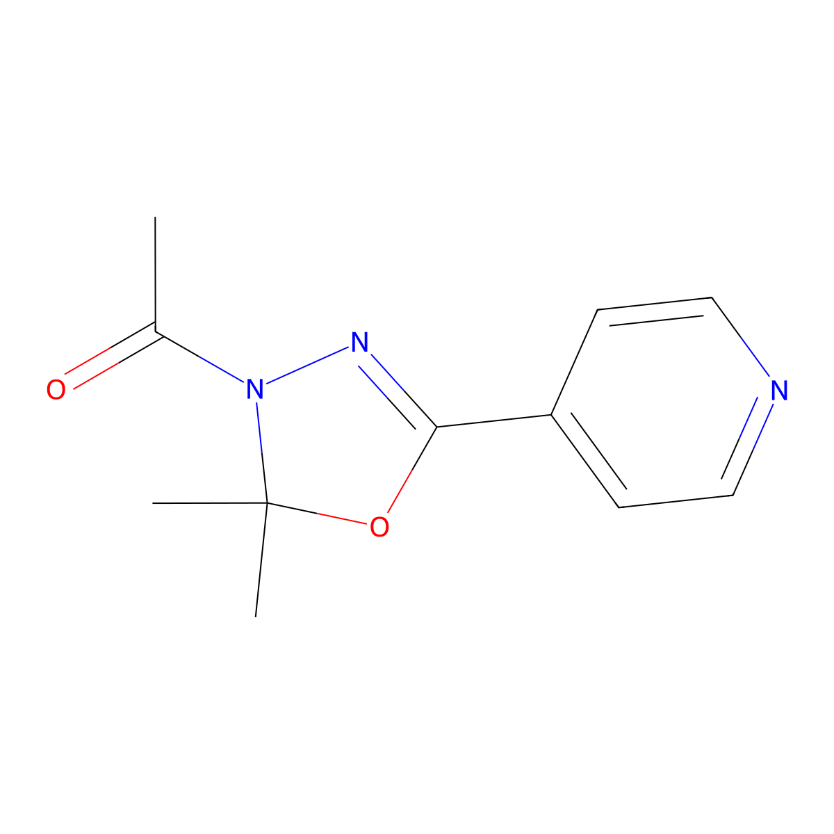 1-(2,2-Dimethyl-5-pyridin-4-yl-1,3,4-oxadiazol-3-yl)ethanone molecular structure, CAS 105491-59-6