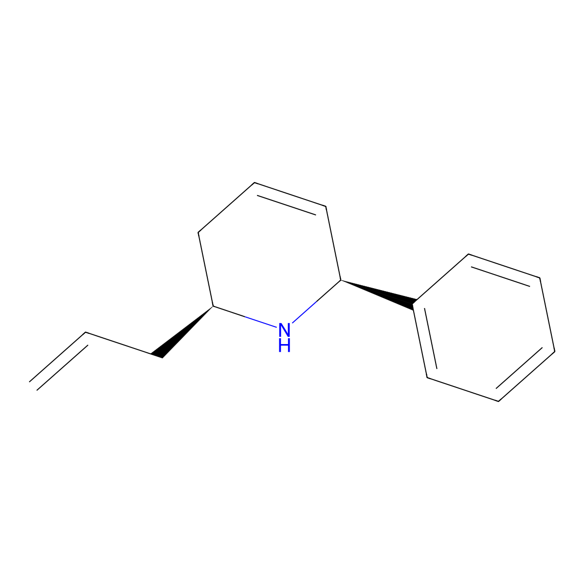 (2S,6S)-2-phenyl-6-prop-2-enyl-1,2,5,6-tetrahydropyridine molecular structure, CAS 1055027-43-4