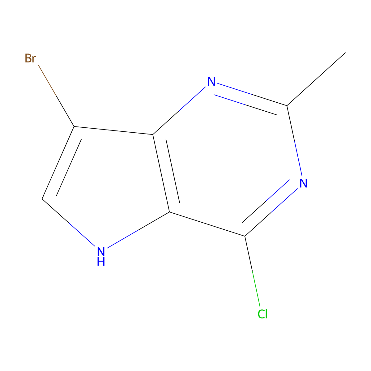 7-bromo-4-chloro-2-methyl-5H-pyrrolo[3,2-d]pyrimidine molecular structure, CAS 1055057-39-0