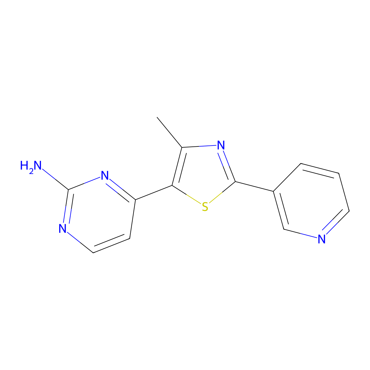 4-[4-Methyl-2-(pyridin-3-yl)-1,3-thiazol-5-yl]pyrimidin-2-amine molecular structure, CAS 1055069-00-5