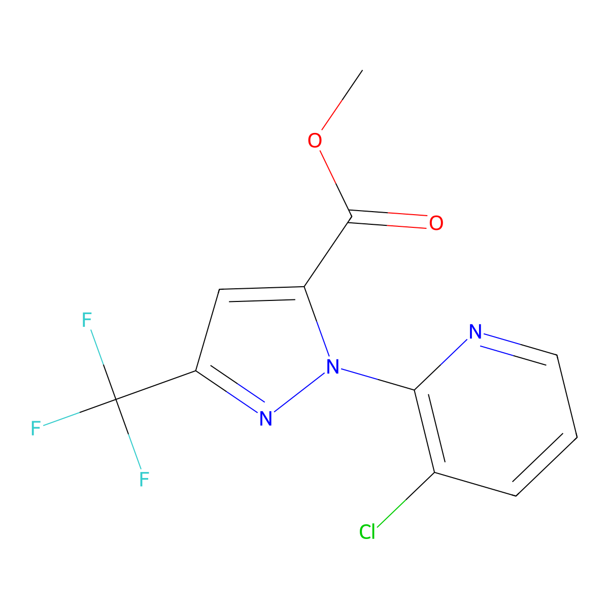 methyl 1-(3-chloropyridin-2-yl)-3-(trifluoromethyl)-1H-pyrazole-5-carboxylate molecular structure, CAS 1055071-09-4