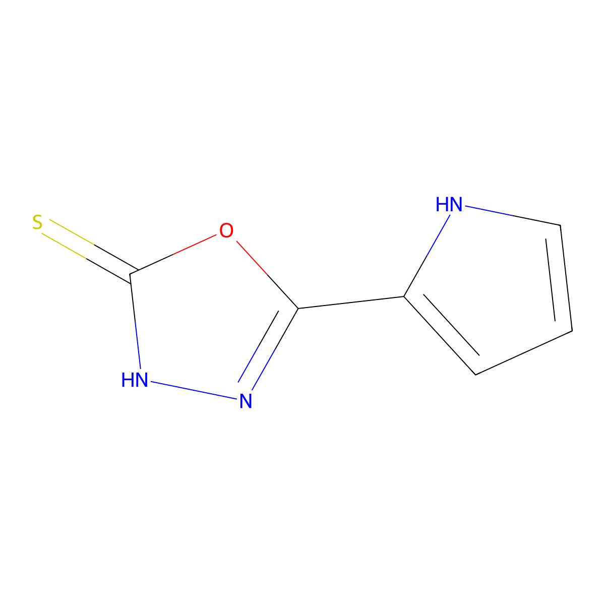 5-(1H-pyrrol-2-yl)-1,3,4-oxadiazole-2-thiol molecular structure, CAS 10551-16-3