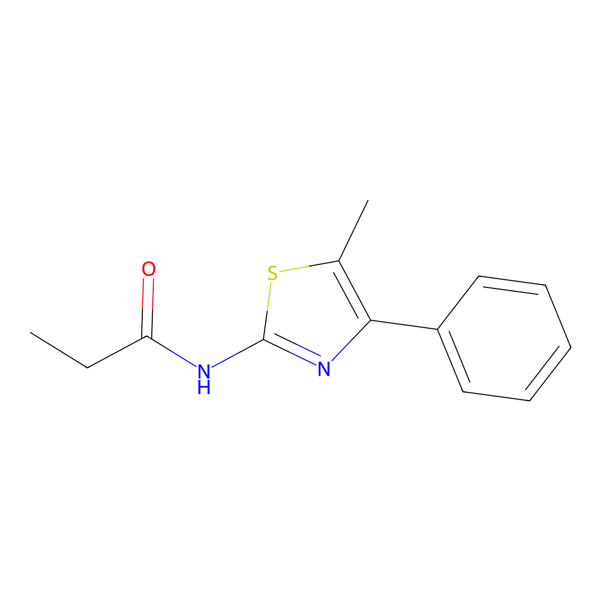 N-(5-methyl-4-phenyl-1,3-thiazol-2-yl)propanamide molecular structure, CAS 105512-55-8