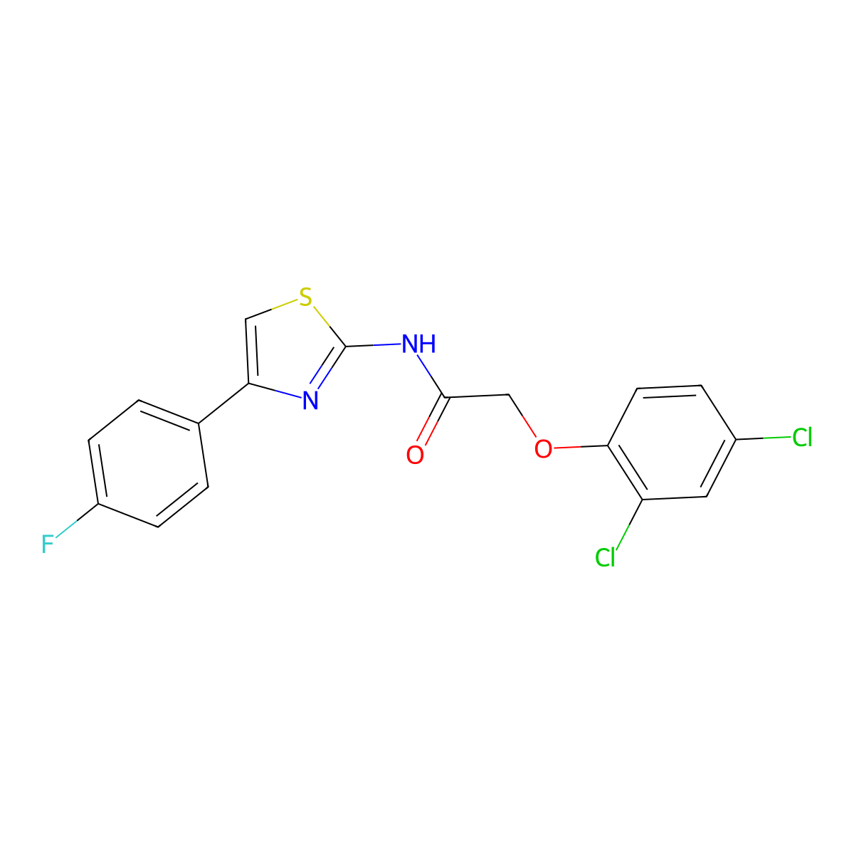 2-(2,4-dichlorophenoxy)-N-[4-(4-fluorophenyl)-1,3-thiazol-2-yl]acetamide molecular structure, CAS 105512-62-7