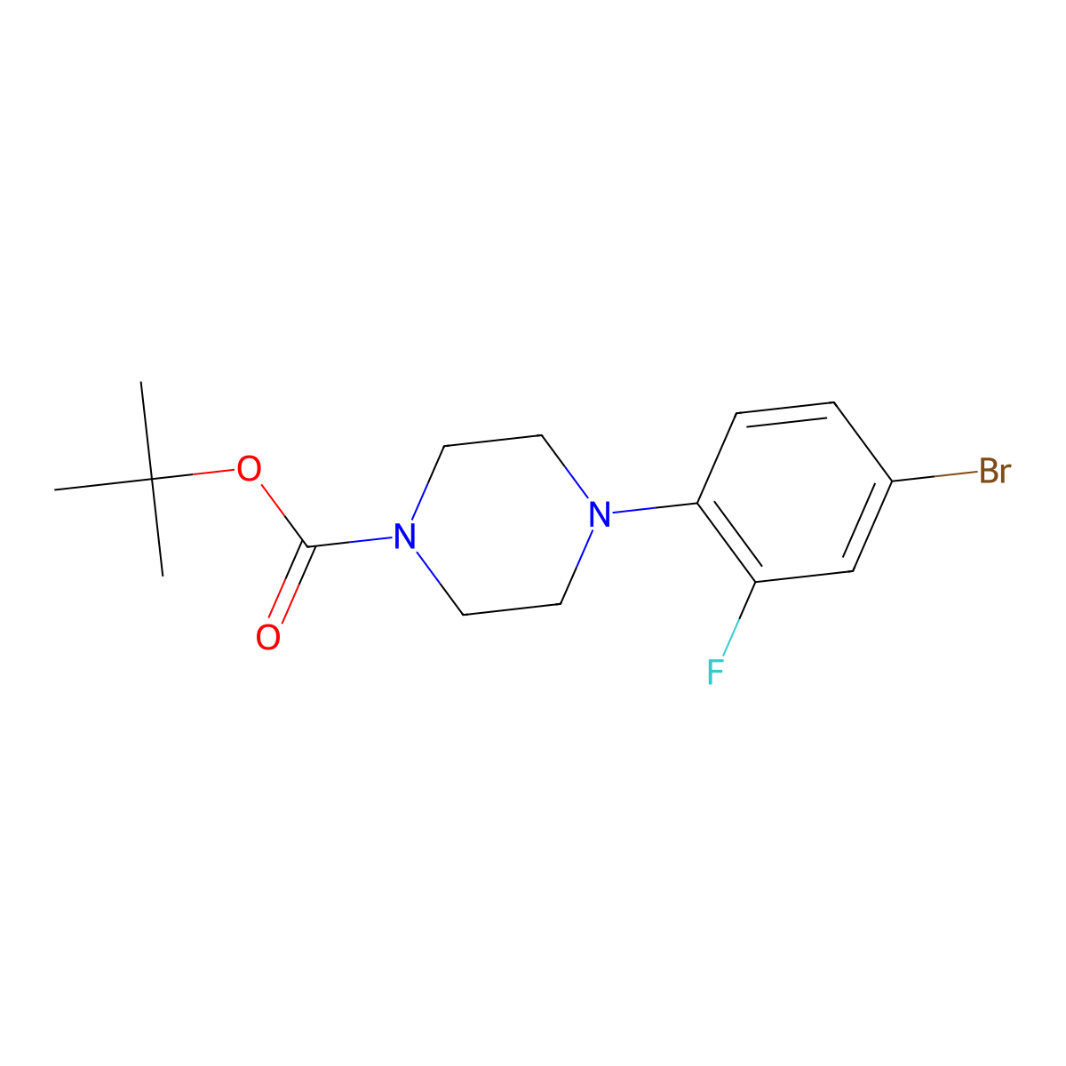 Tert-butyl 4-(4-bromo-2-fluorophenyl)piperazine-1-carboxylate molecular structure, CAS 1055120-85-8