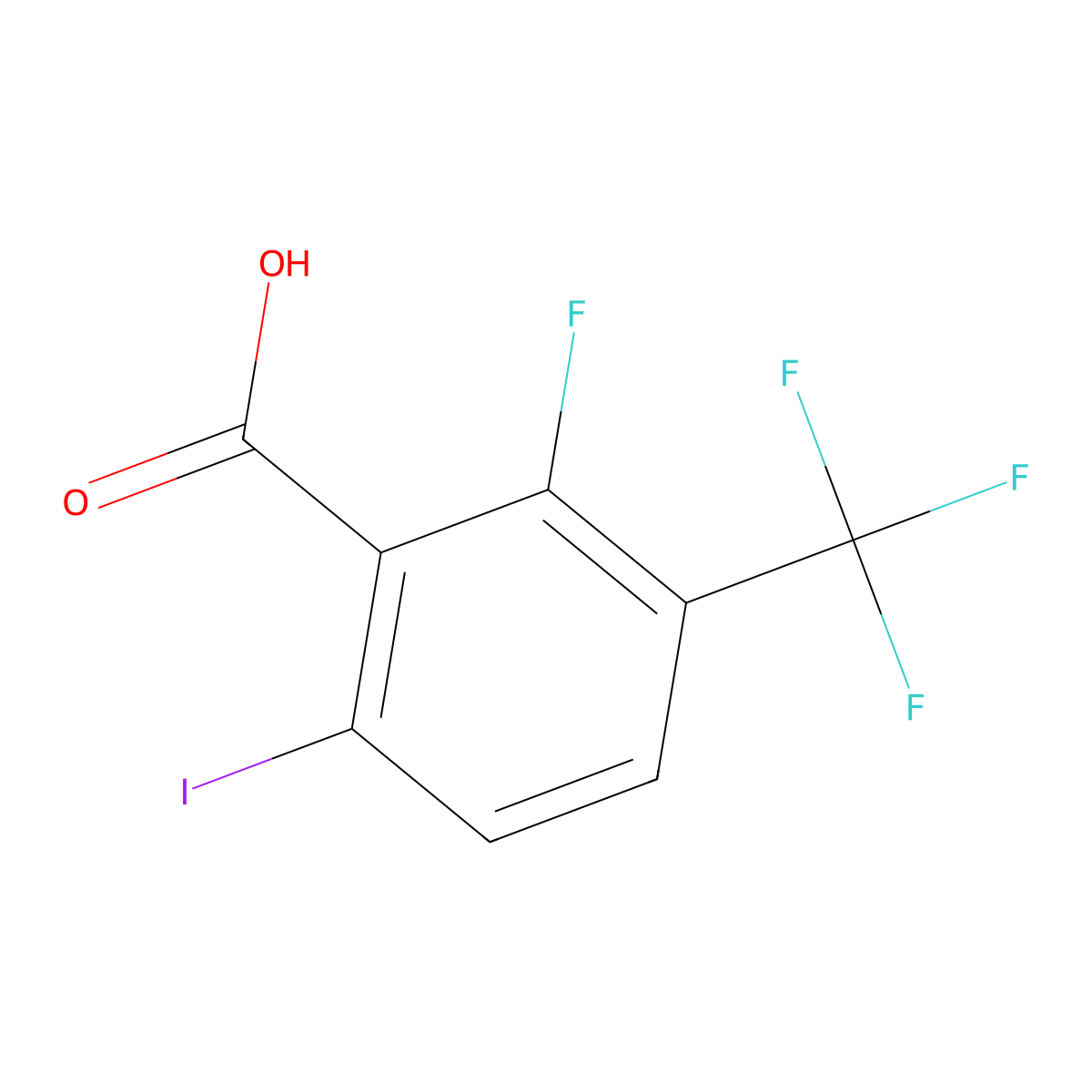 2-Fluoro-6-iodo-3-(trifluoromethyl)benzoic acid molecular structure, CAS 1055176-29-8