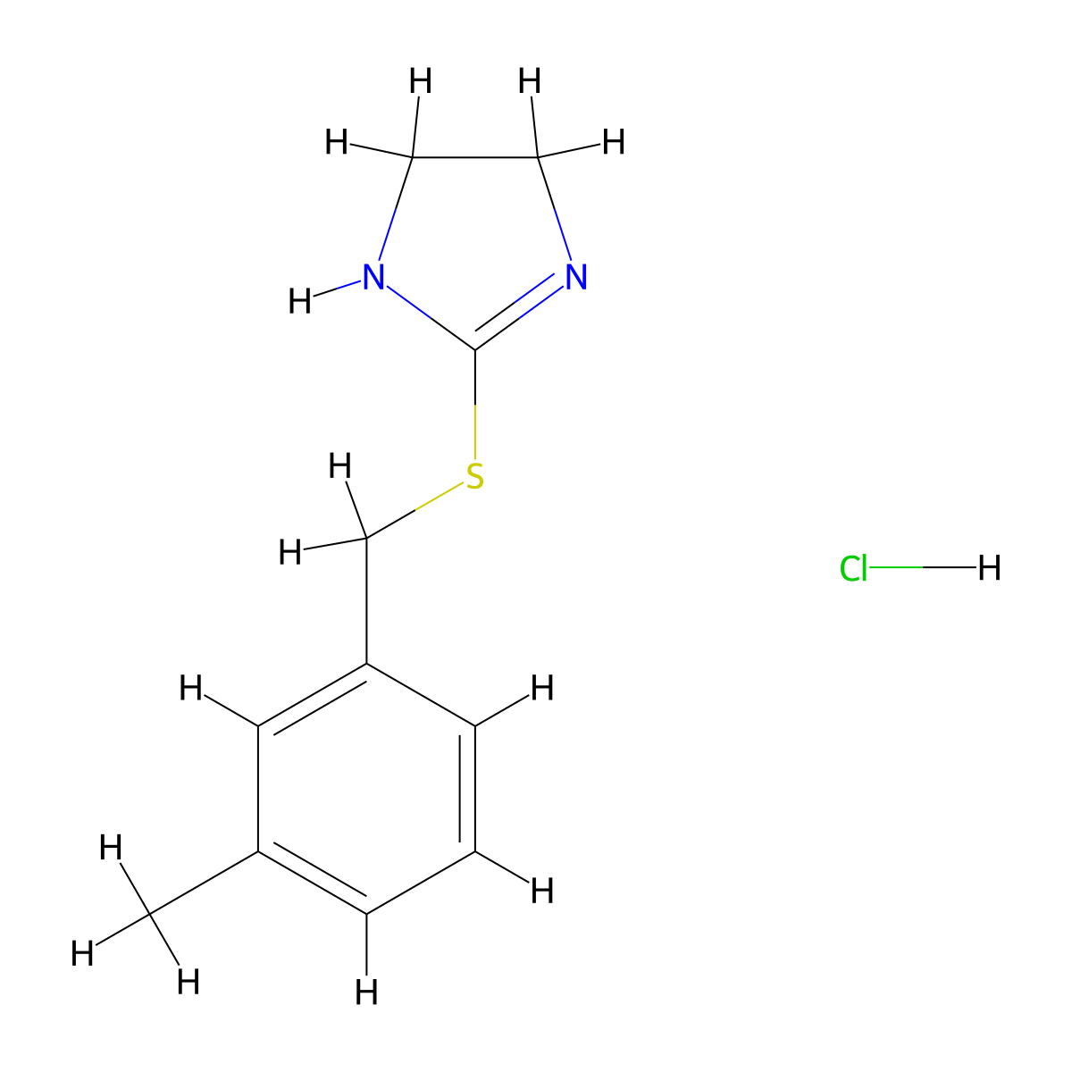 2-(((3-methylphenyl)methyl)sulfanyl)-4,5-dihydro-1H-imidazole hydrochloride molecular structure, CAS 1055196-26-3